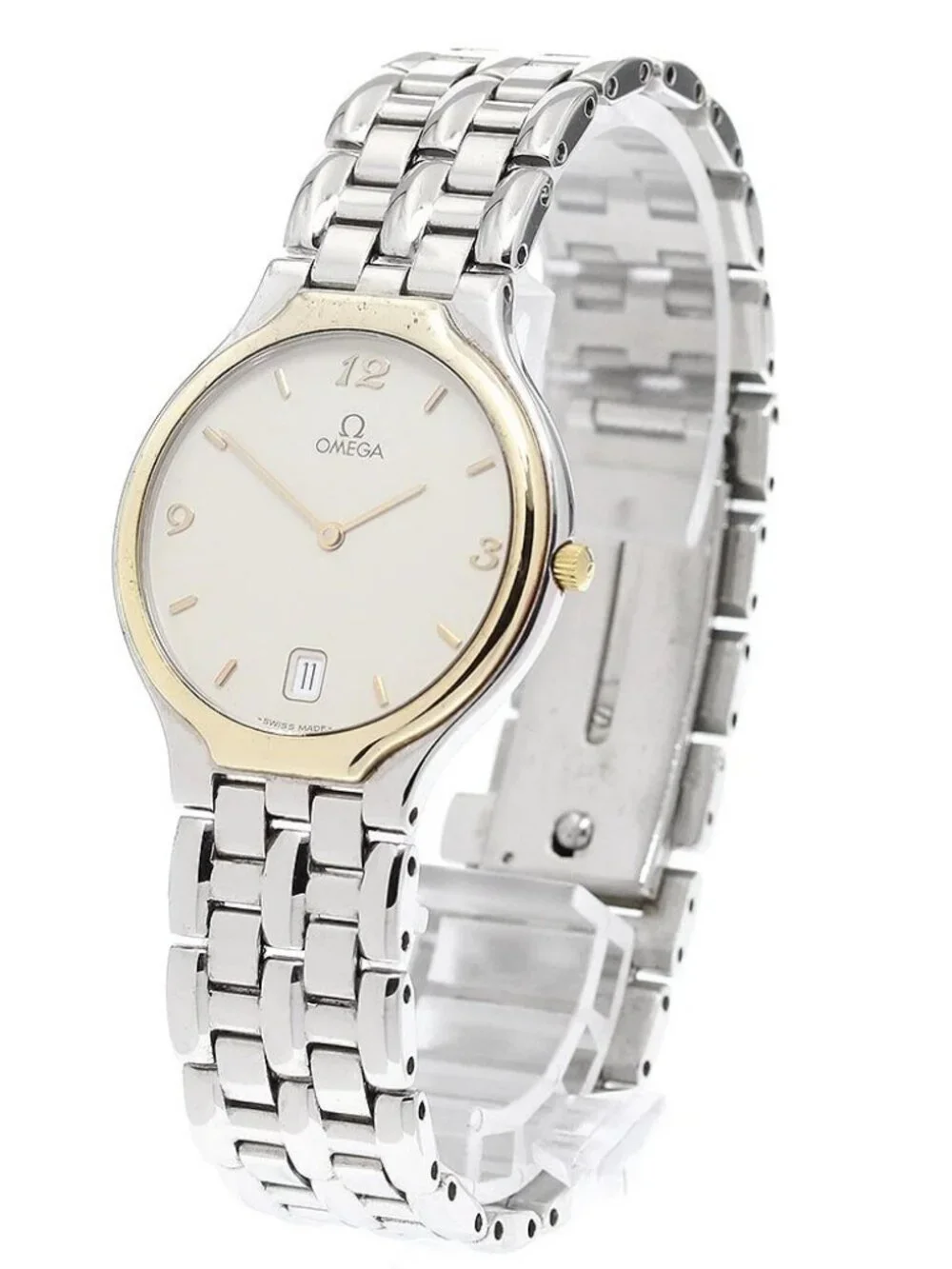 OMEGA De Ville 4330.62 YG bezel date beige Dial Quartz Men's Watch